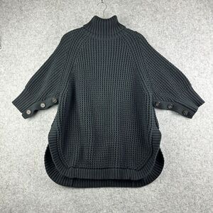 J Crew Turtleneck Cotton Poncho Sweater Womens M/L Minimalist Chunky Cottage